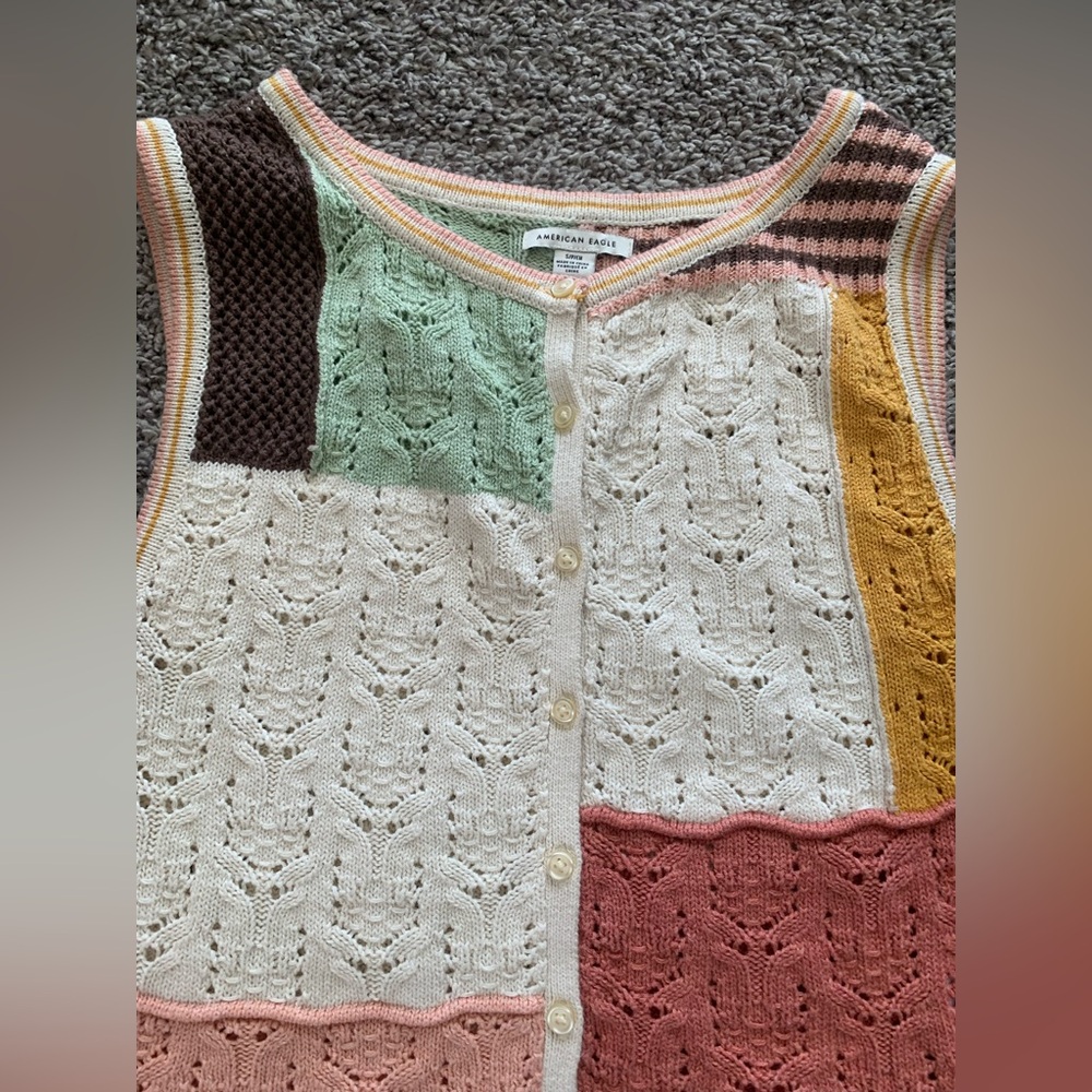 American Eagle Patchwork Button Up Vest - image 4
